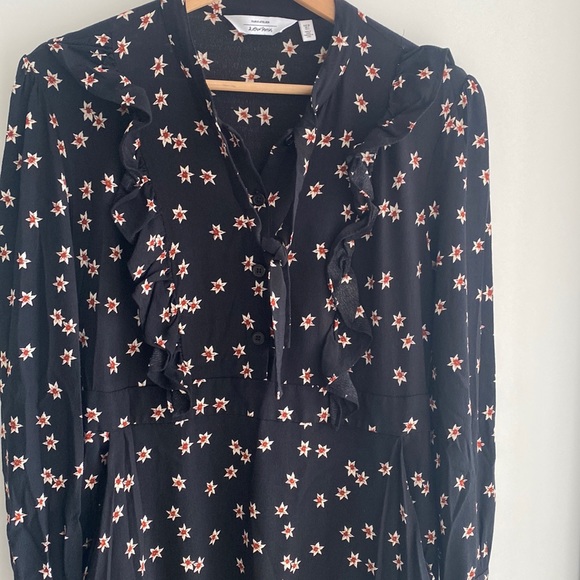 Ruffle detail Patterned Dress with side pockets - Picture 1 of 6